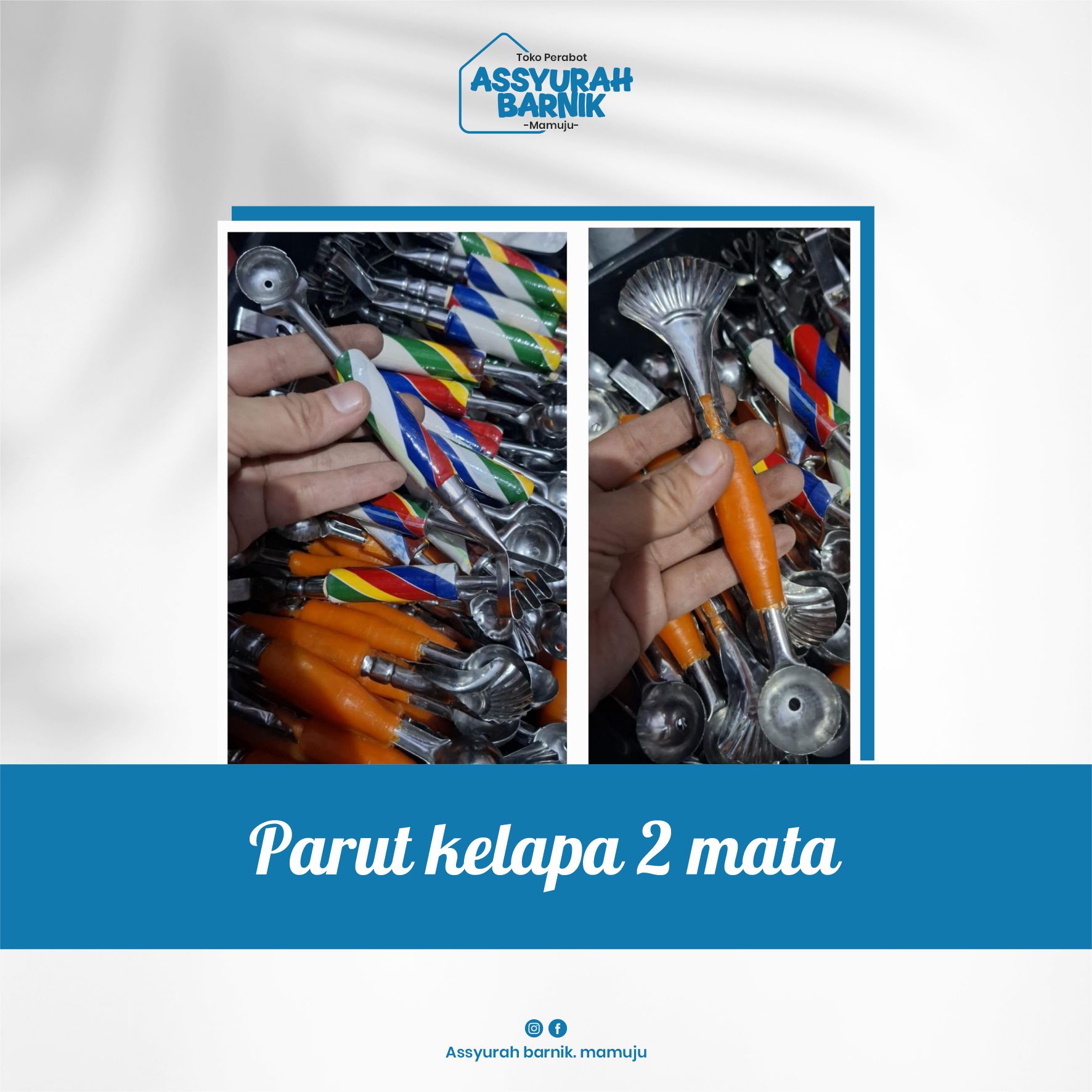 Parut kelapa 2 mata bahan besi + plastik
